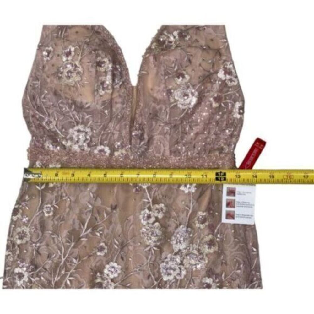 Mac Duggal 67481 Floral Embellished Plunge Neck Gown Size 4 Rose Pink - Picture 7 of 13